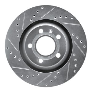 Audi S4 Brake Rotor (1) - Rear Left - R1 Concepts - Drilled & Slotted - Silver - `04-`09